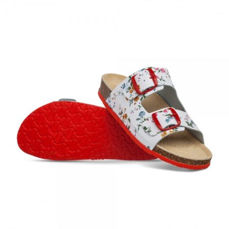 Obuwie damskie wzór 06 - kolor kwiaty czerwona klamerka