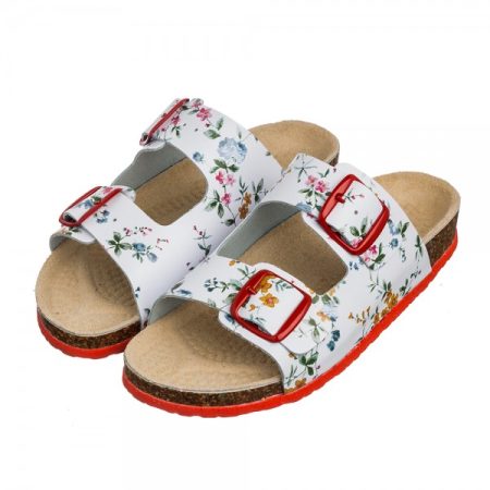 Obuwie damskie wzór 06 - kolor kwiaty czerwona klamerka
