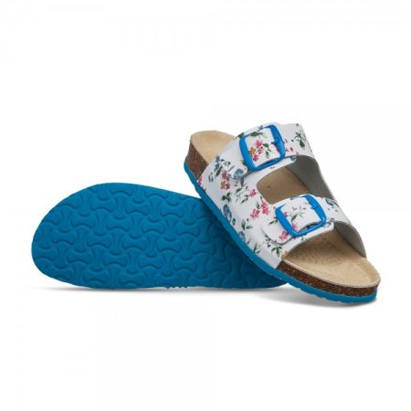 Obuwie damskie wzór 06 - kolor kwiaty niebieska klamerka
