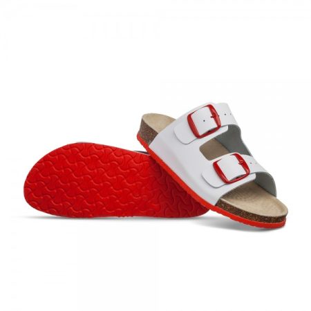Obuwie damskie wzór 06 - kolor biały czerwona klamerka